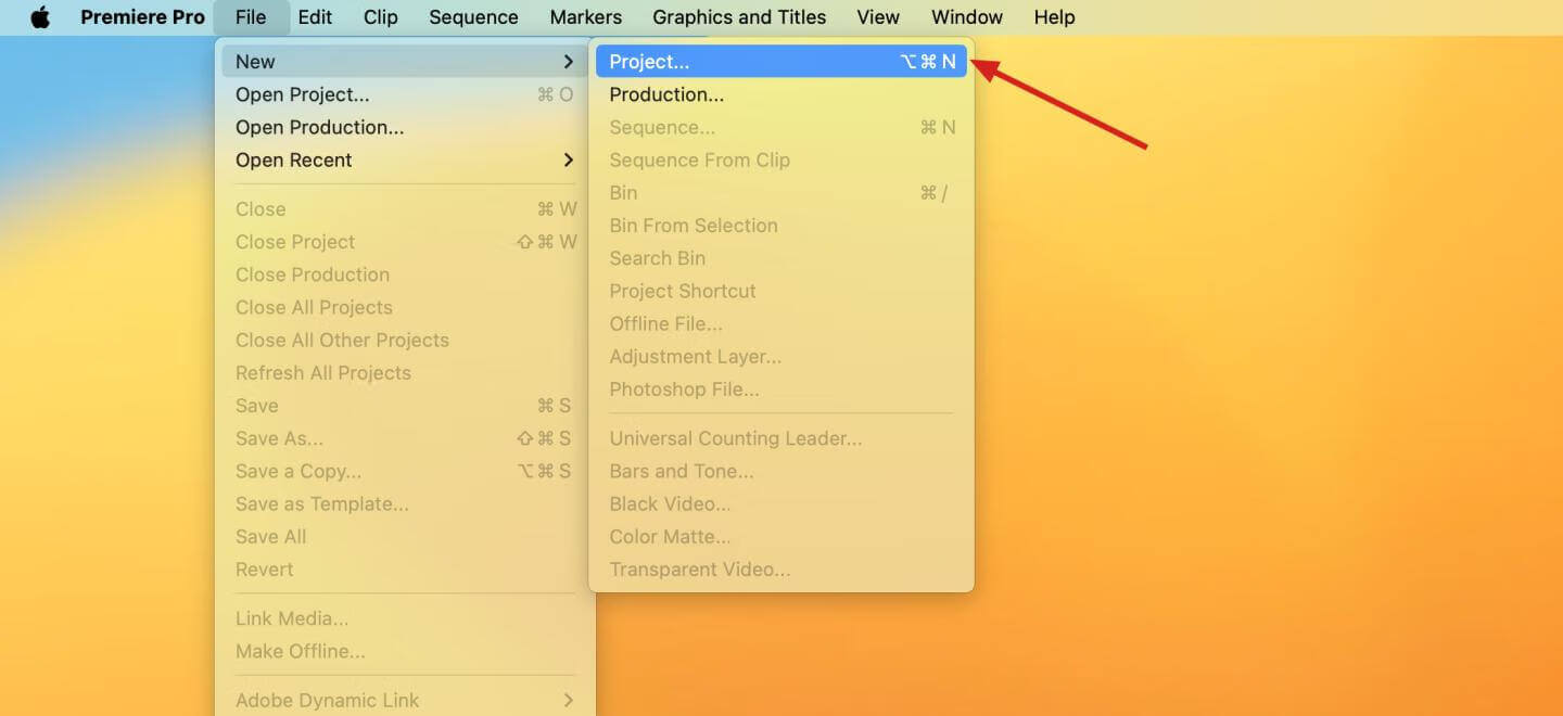 菜单栏新建工程